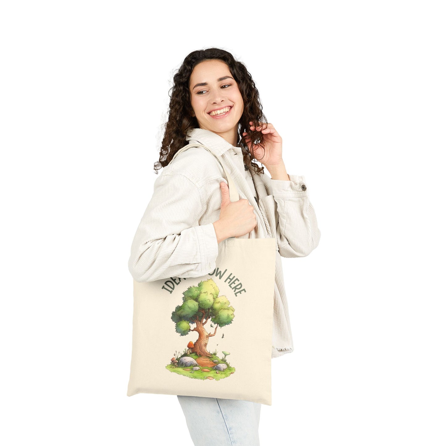 Ideas Grow Here Cotton Canvas Tote Bag