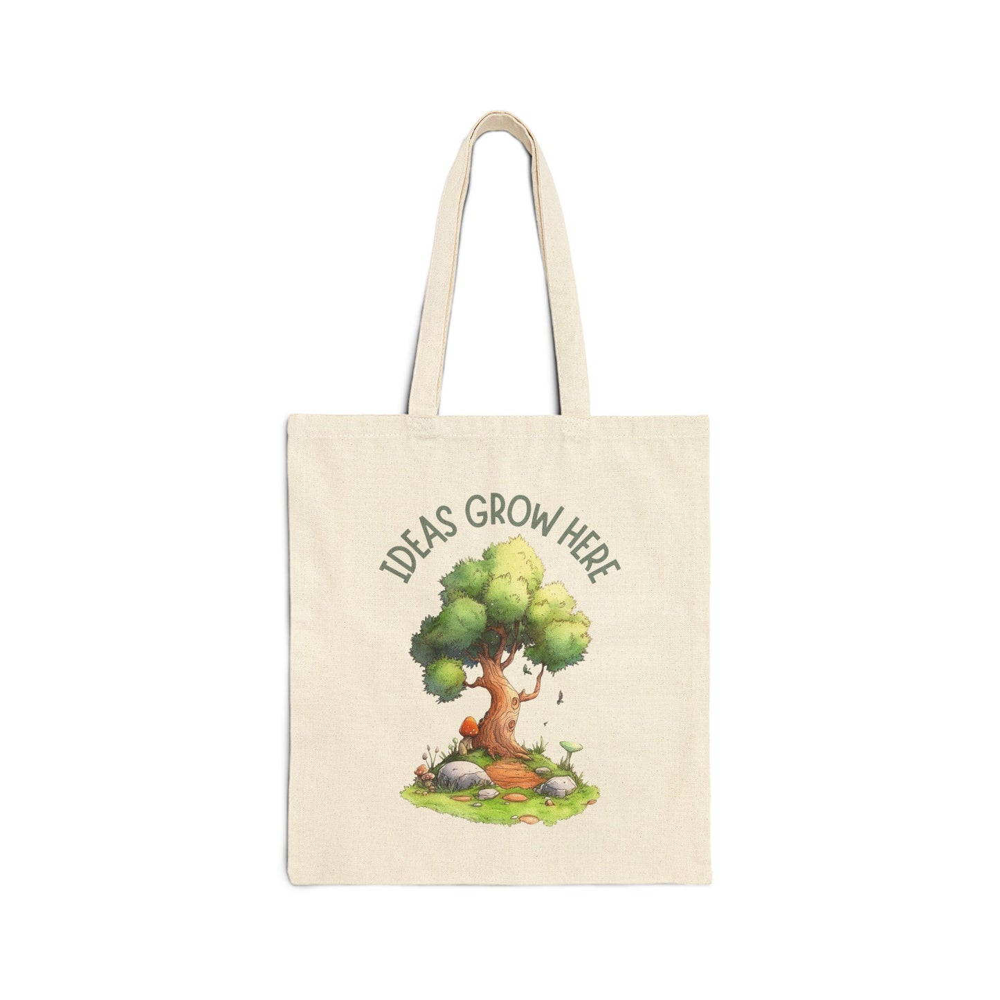 Ideas Grow Here Cotton Canvas Tote Bag