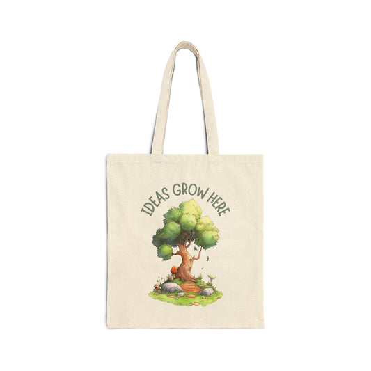 Ideas Grow Here Cotton Canvas Tote Bag